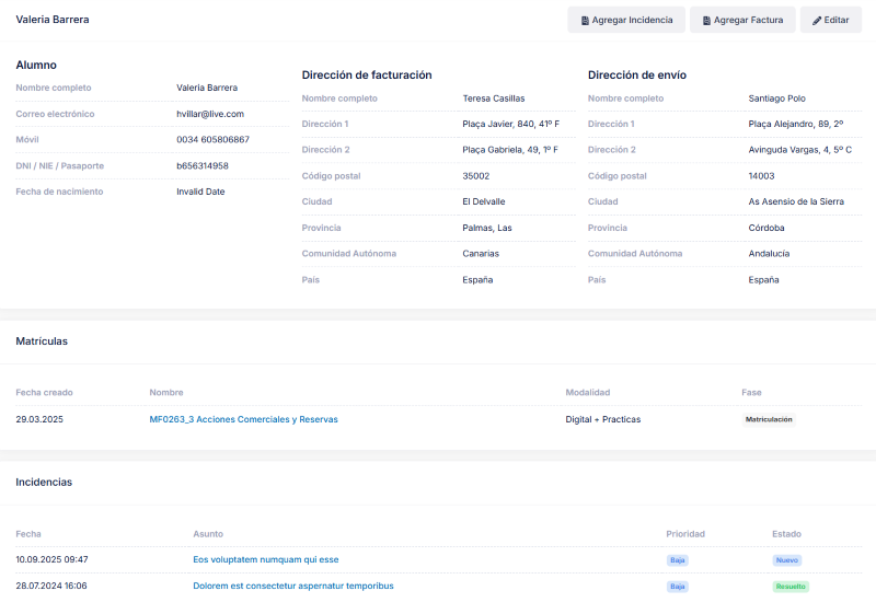 Alumnos y Matrículas